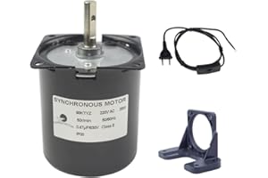 CHANCS 68KTYZ 50RPM 220V Motor de Engranajes síncronos de imanes permanentes con Soporte Fijo y Cable de conexión del Interruptor