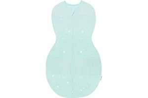 happiest baby Couverture d'emmaillotage Sleepea - Cotton 100% Bio - Favorise Un développement sain des Hanches (Turquoise Motif Étoiles, Moyen)