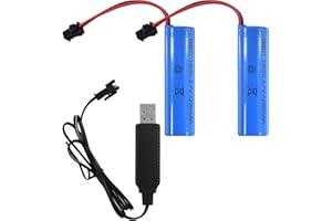 FANGEHONG 2 Pcs Batería Li-Ion 3.7V Recargable, Baterías de Litio 1000MAH 1200MAH con Cable de Carga USB Conector SM 2P, Universal Recambio Batería 14500 18650 para RC Camión Coche de Control Remoto (1200MAH)