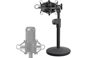 FRGYEE Soporte de Metal Para Micrófono de Escritorio, Soporte Antichoques y Protector de Parabrisas de Espuma para Audio Technica AT2020V AT2020USB+ AT2035 ATR2500X Micrófono de Condensador Estudio