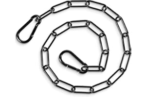 HJZHII Łańcuszek czarny, 60 cm, stal nierdzewna, czarny łańcuszek, stal nierdzewna, zapięcie bramy, z karabińczykiem, okrągły łańcuch stalowy, do ogrodzeń zewnętrznych, łańcuchy spiralne