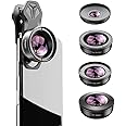 Apexel HD 5in1 Camera Lens Kit,2x Telephoto Zoom Lens + 170 degree Super Wide Lens + 10x Macro Lens +110 Degree Wide Angle Lens+ 195 degree Fisheye for iPhone and Samsung Huawei and most Smartphone
