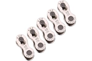 TBEST Eslabón de la cadena de icleta, 5 pares de icleta de servicio pesado Cadena de liberación rápida Conector de unión mágica Mater Link reemplazo para velocidad 8/9/10(9 speed)