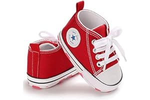 Frobukio Newborn Baby Boy Girl Canvas Sneakers Non-Slip Soft Sole First Walkers Infant
