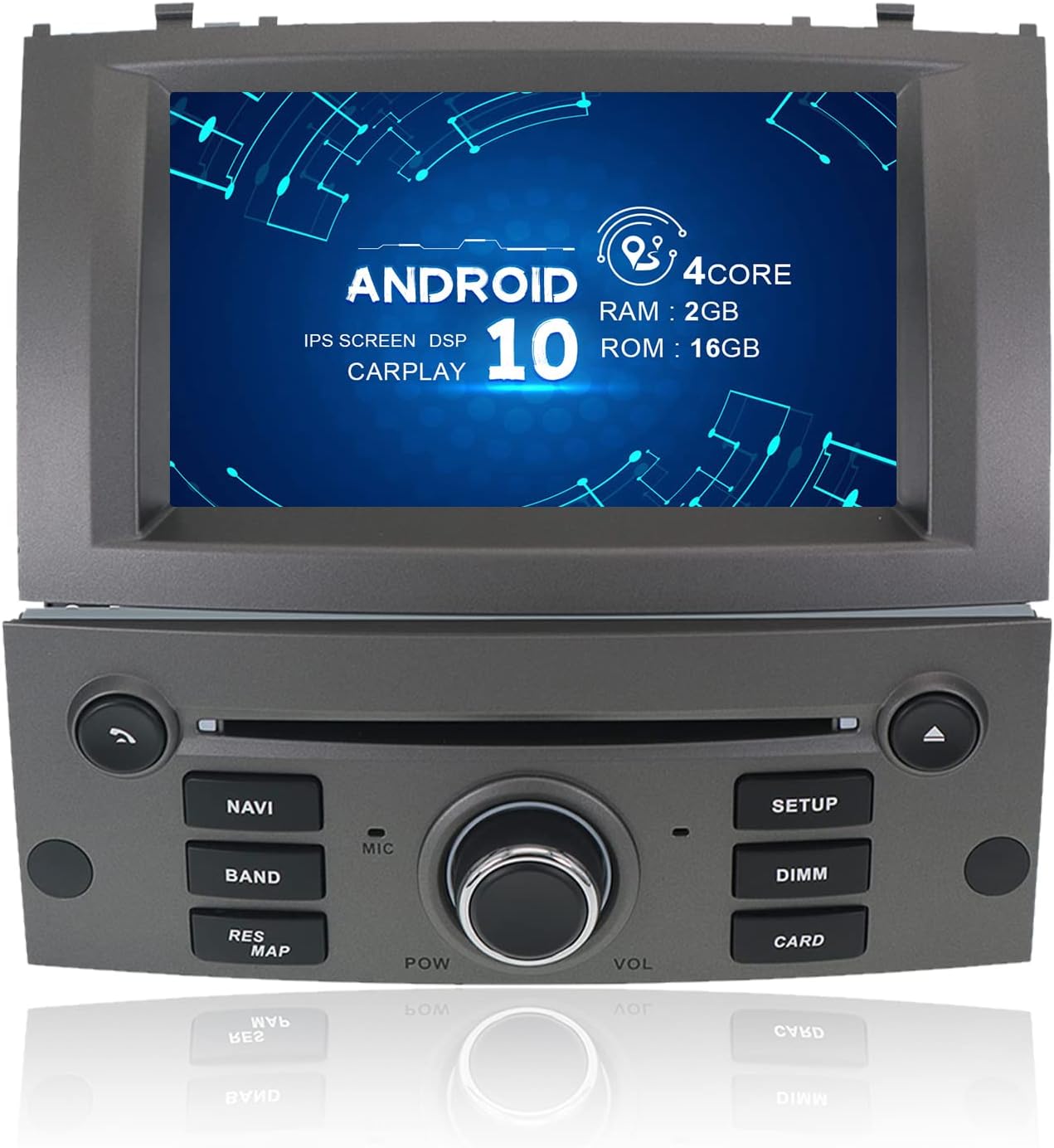 MOOKAKA Android 10.0 Auto Radio 1 DIN Navegación GPS para Peugeot 407 2004-2010 Reproductor Multimedia estéreo para automóvil Pantalla IPS con Carplay, SWC, WiFi, DSP, HDMI, RDS (MTK-16GB)