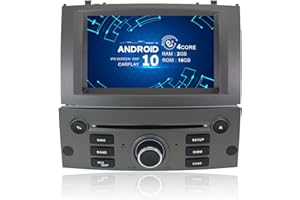 MOOKAKA Android 10.0 Auto Radio 1 DIN Navegación GPS para Peugeot 407 2004-2010 Reproductor Multimedia estéreo para automóvil Pantalla IPS con Carplay, SWC, WiFi, DSP, HDMI, RDS (MTK-16GB)