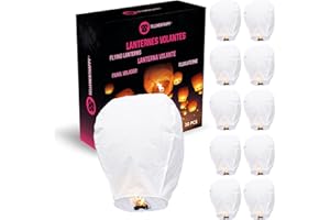 TellementHappy™ Lanterne Volante Chinoise 100% biodégradable blanche Lot de 30 qualité supérieure en papier Le Lampion mesure 90cm*60cm idéal pour vos événements mariage fêtes nouvel an