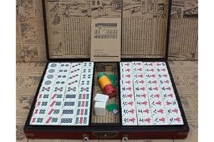 Florauspicious Ensemble de mahjong chinois – avec 146 carreaux de grande taille, 2 dés de style chinois pour voyage, réunion de famille, fête