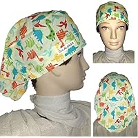 Surgical scrub caps, Haube, Medizinische Kappen. DINOSAURIER. Für langes Haar. Krankenpflege, ZAHNÄRZTE, Veterinär-, Küche, Gebäck und andere Fachleute. PERSONALISIERTE MIT NAMEN, ohne Kosten. WRITE NAME IN OPTIONS