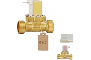 EXLECO Electroválvula 12V DC VáLvula Solenoide Eléctrica G1/2" Electroválvula de Latón Normalmente Cerrada Para Control de Agua N/C
