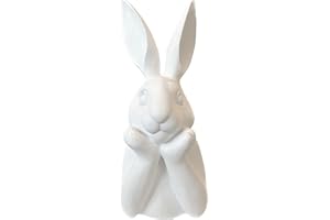 presentis Osterhase Deko Ben 35 cm weiß matt Shabby Look Hasenbüste Osterdeko
