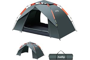 Amflip Camping Tent Automatic 1 Man Person Instant Tent Pop Up Ultralight Dome Tent 4 Seasons Waterproof & Windproof Camping Tent with Removable Outer Tarpaulin, Double Layers
