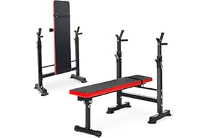 BalanceFrom Multifunktionale Workout-Station, verstellbare Olympische Trainingsbank mit Kniebeugenständer, Beinstrecker, Preacher-Curl und Gewichts-Aufbewahrung