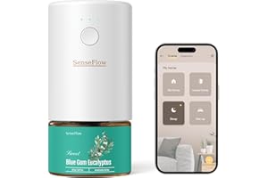 SenseFlow Difusor Aceites Esenciales Difusor de Aromas Smart Wi-Fi SF101S -Ultrasónico Sin Agua, 100 % Vegetal, Aromaterapia120 Días, para Hogar, Hotel y Estudio hasta 100 ㎡ - Eucalipto Azul