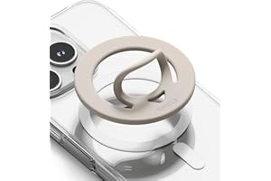 Ringke Dual Magnetic Silicone Ring [Compatible con MagSafe] Agarradera para Teléfono, Imán de Doble Cara Ultraligero (16 g) y Ultrafino (3.2 mm) Soporte de Silicona Suave - Warm Gray