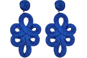 MAJALE Pendientes Mujer Largos Flamenca Obsequio San Valentín - Pendientes Ligeros de Boda, Fiesta, Sevillanos para Ocasiones Especiales - Pendientes Pasamaneria Estilo Cordón de Seda