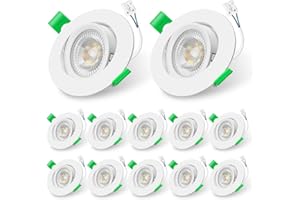‎ALUSSO LIGHTING ALUSSO LIGHTING 12er Set Einbaustrahler 230V Flach Dimmbar LED Spots 6W Einbauleuchten, Abnehmbar Modul, 3CCT Warmweiß Naturweiß Kaltweiß Schwenkbar Einbauspots für Küche Wohnzimmer