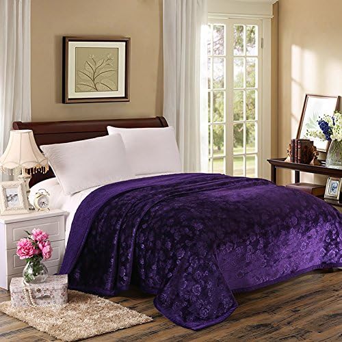 Zangge Bedding Sherpa Blanket Flannel Soft Warm Thick Throw Bed Blanket for Lounge Sofa Chair Purple 200 x 230cm