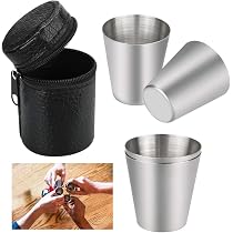 Outdoor Saxx - Lot De 4 Gobelets En Inox + Sac Cuir + Entonnoir - Idéal Rando, Camping Ou Cadeau - 5