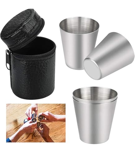 Asfrode 12er Set Schnapsgläser Edelstahl Mit Kette - Bunte Shotgläser 30ml Für Partys & Feste