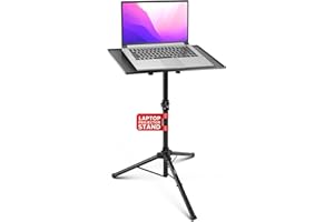 Pyle Supporto Laptop DJ e Proiettore, Regolabile in Altezza, Pieghevole, Supporto Laptop Scrivania, Supporto Notebook, Perfetto per Palco o Studio
