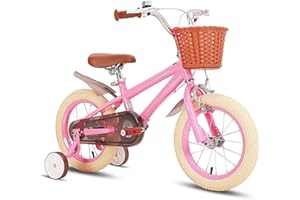 STITCH 12/14/16/18 Inch Kids Bike for Girls & Boys Ages 2-9 Years Old, 12/14/16/18 inch Bike Boys Girls, Bike with Stabilisers & Basket,Fender color dark,Blue,Pink,Yellow,Green