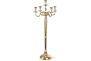 Gräfenstayn Candelabro 1, 3 o 5 Brazos - Diferentes tamaños - Candelabro en Color Plata, Negro, Blanco o Dorado (XL, Dorado)