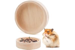 ZJIVQO 2PCS Gerbil Food Bowl - Wooden Hamster Feeding Bowl - Small Animal Food Dish for Dwarf Syrian Hamsters, Gerbils, Mice, Degus or Other Similar-Sized Small Pets