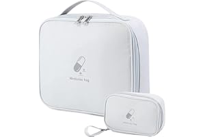 LETTERASHQP 2 Stück Medikament Tasche, Medikament Tasche Große Kapazität, Medizin Aufbewahrungstasche, Für Schulen, Camping, Reisen usw, Tragbar und praktisch-Grau