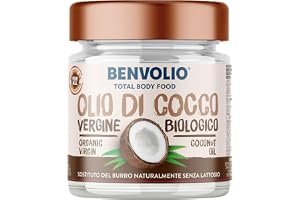 BENVOLIO - Ekologisk Virgin Kokosolja 200ml - 100% Vegetabilisk, Mångsidig Användning för Matlagning, Oil Pulling, Hud-, Ansikts- och Hårvård