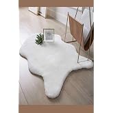 Raschel Carpet Kalın Beyaz Peluş Yumuşak Post Halı, 100 x 140