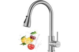 APPASO Kitchen Taps with Pull Out Spray, Sink Mixer Tap 360° Swivel, Mixer Tap with 3 Spary Modes, Kitchen Tap Brushed Stainless Steel