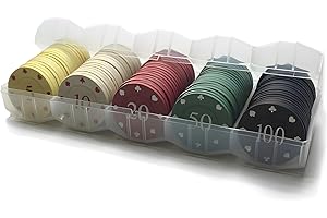 MICREEN 100 Stück Kunststoff Pokerchips, 5 Farbzähler, Spielkarten Spielchips Set mit Bezeichnungen für Counting Marker Casino Poker Mathematik Lernen Kinderspiele