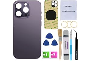 Perzework OEM Ersatz-Rückglas für iPhone 14 Pro, 15,5 cm (6,1 Zoll), mit Reparaturwerkzeug-Set und Anleitung (Deep Purple)