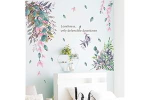 WandSticker4U® - Akwarela tatuaż ścienny liście deszczu kolorowe I obrazy ścienne: 107 x 101 cm I naklejki ścienne dzieci roślina kwiaty naklejki I dekoracja ścienna do pokoju dziecięcego sypialni kuchni łazienki korytarza