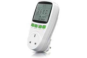 Bearware - Power Monitor Meter Energy Saving Device with LCD Display, Electricity Usage Saving Monitor, Watt Meter, Power Consumption Monitor Analyzer Voltage Amps Wattage KWH UK Plug Outlet Socket