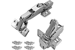 LAIVIYA Bisagras Puertas Cocina 165º-175º, Grados Cierre Suave Hidraulico, Tornillos Incluidos, Acero Niquelado, Bisagras para Armarios, Bisagras Armario para Puertas 14-26mm