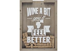 Fosinz Porta tappi di sughero per vino, scatola per ombre, per gli amanti del vino, da collezione, cornice in legno, decorazione per casa, cucina e bar (rettangolare, 30 x 40 cm)