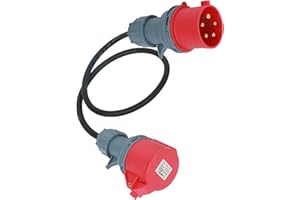 LOMHYVE Adaptador de 32 A a 16 A, Cable alargador de 1,5 m, Cable alargador con Enchufe de 5 Pines, Enchufe de Alta Corriente, inversor de Fase, para Uso Industrial y Exterior