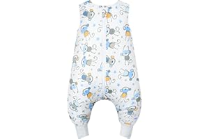 WYTbaby Baby Sleeping Bag With Legs 1.0 Tog, 100% Cotton Sleeveless Baby Sleep Sack Toddler Wearable Blanket For Boys And Girls, 80cm/2-3 Years