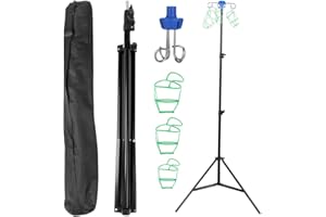 YOFAPA Tragbarer Infusionsständer,IV-Ständer für Infusionen Verstellbare IV Pole mit 4 Haken & 3 Netzbeuteln,Zusammenklappbar aus Aluminiumlegierung