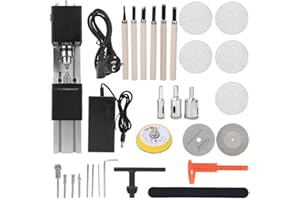 HONGZER Machine de tour de bricolage, mini machine de tour de fraisage outil de broyage de polissage du bois bricolage noir 100-240V(EU)