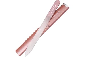 Canvalite Glass Nail Files for Natural Nails, Long Lasting Etch Glass Nail File with Hardcase Stocking Fillers Gifts for Women - Rose Gold
