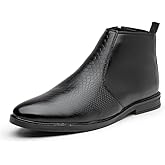 Acteo Men's Vegan Leather Chelsea Boots – Classic Almond Toe Ankle Boots with Textured Finish | Formal & Smart Casual Boots