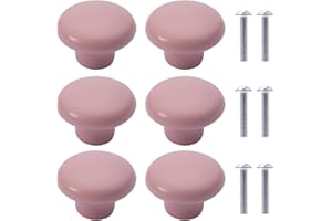 NAKUPENDA 6 Stück Möbelknöpfe Runden Keramik Schrank Schubknöpfe Knauf Keramik Runden Griffe für Kinderzimmer Küchen Schränke Bücherregal (Hellrosa)