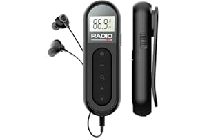 FOGARI Mini radio FM / FM Transistor Radio Pequeña, Receptor de Radio FM portátil, con DSP, pantalla LCD y auriculares, recargable de 300 mAh, radio de bolsillo para caminar y viajar (negro)
