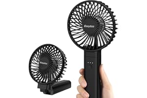 EasyAcc Handventilator, tragbar, 17 Stunden, USB-C-Ventilator, mit wiederaufladbarem Akku, 4 Geschwindigkeitsstufen, 5 Klingen, abnehmbarer Deckel, für Olympias, UEFA Euro 2024, Outdoor