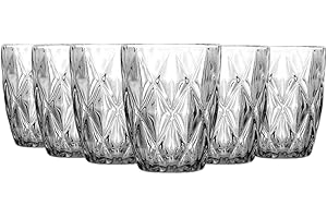 TRESV Set de 6 Vasos Colores o Transparente, Vaso de Cristal agua de 300 ml, Vaso de Agua y Bebidas, Aptos para Lavavajillas (Transparente)