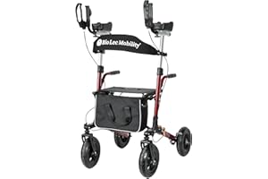 BIO-LEC HEALTH SYSTEMS MobiWalk® Upright Rollator Walker | 4 Wheeled Folding Mobility Walker | Walking Frame for Elderly | Mobility Aids for Walking | Walking Aids with Wheels | Improves Posture | Bio-Lec Mobility (Red)