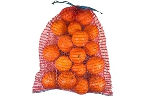 PAMPOLS Pack 100 Sacos de Malla para Naranjas, Cebollas o Frutos Secos con Cierre y Asas | Peso Util 5kg | Malla Red Raschel | Medidas 32x44cm | Color Rojo
